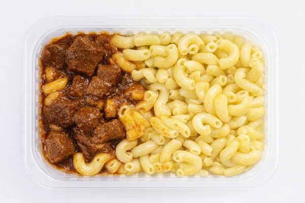 Гуляш из говядины с макаронами отварными